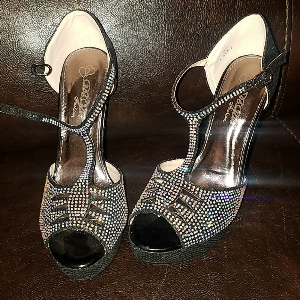 Db Dle High Heel Black Sparkle Diamond Shoes